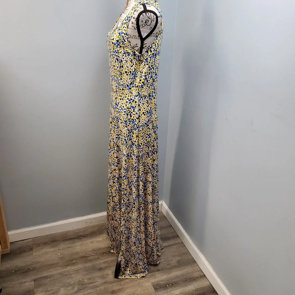 Michael Kors Maxi Dress Womens M Multi Floral Sleeveless Scoop Neck High Slit